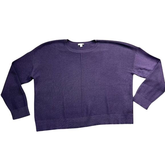 J.Jill Sweater Women's Size XL Purple Silk Cotton Center Stitch Pullover Boxy - Picture 1 of 10